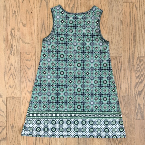 Max Studio Women’s Sleeveless Green and Blue Geometric Patterned Trapeze Dress L - Picture 9 of 13